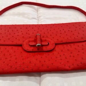 NWOT red faux ostrich clutch